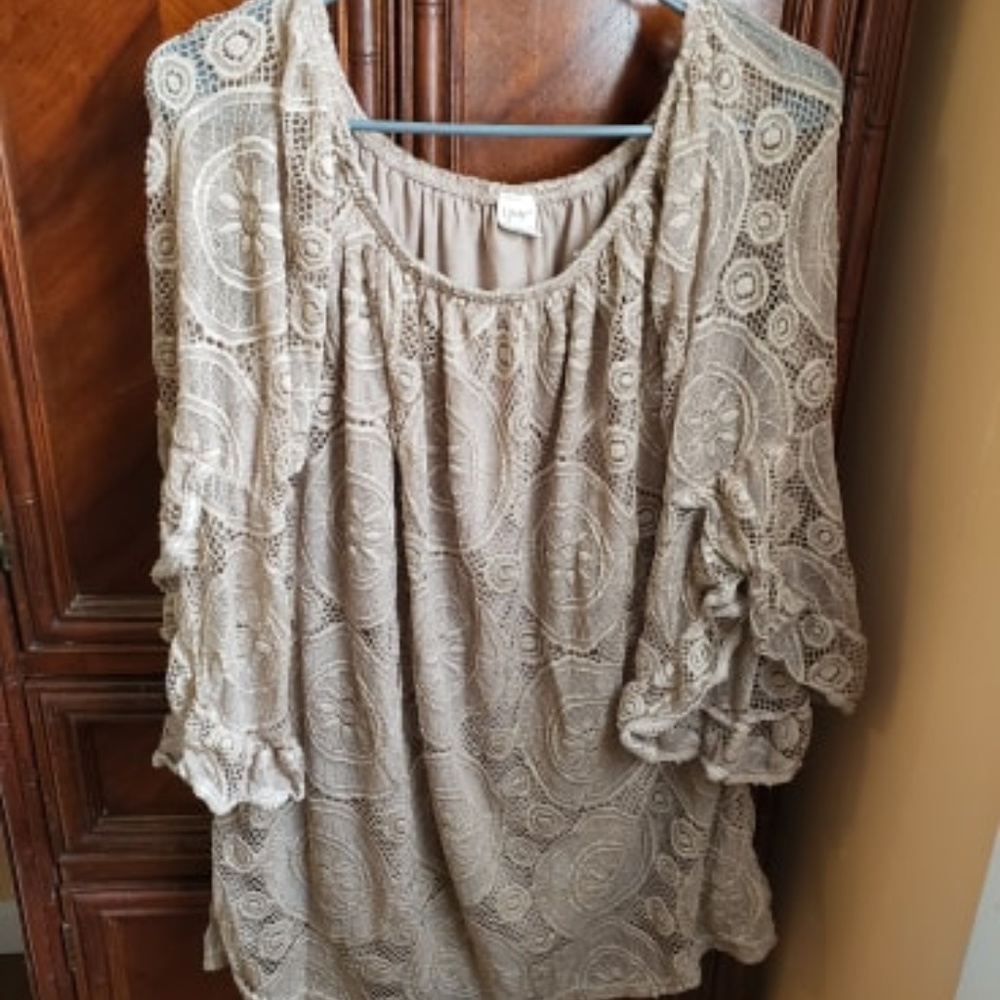 Brown Off-The-Shoulder Lace Shirtdress
